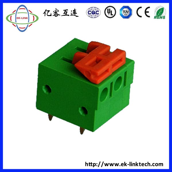 F51-02-5.08 间距5.08mm 弹簧式PCB接线端子/按压免螺丝式端子线路板接线排